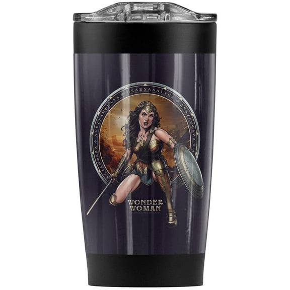 Wonder Woman Battle Zone Stainless Steel Tumbler 20 oz Coffee Travel Mug/Cup, Vacuum Insulated & Double Wall with Leakproof Sliding Lid | Great for Hot Drinks and Cold Beverages