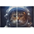 thumbnail image 2 of FREEAMG 24 Inch Length Kitchen Curtains Astronauts Cats 2 Panels Half Window Sheer Curtains Rod Pocket Farmhouse Short Drapes for Bathroom Cafe Basement, 2 of 7