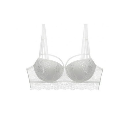 

Toyella Lace Bra Top Thin Bottom Thick Push Up Women s Underwear Bra White 70A