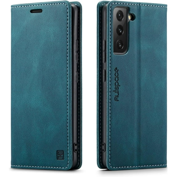 Flip Wallet Phone Case, Hidden Stand with Card Slot, Drop Proof for Samsung Galaxy S23 S22 S21 S20 S10 S9 S8 Note20 10 Ultra Plus FE Phone Case (Blue,S10)