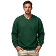 thumbnail image 5 of Men's V Neck Sweatshirt Casual Long Sleeve Solid Color Pullover Fall Winter Warm Sweatshirts Fashion Pullovers Yop Dark Green L, 5 of 6