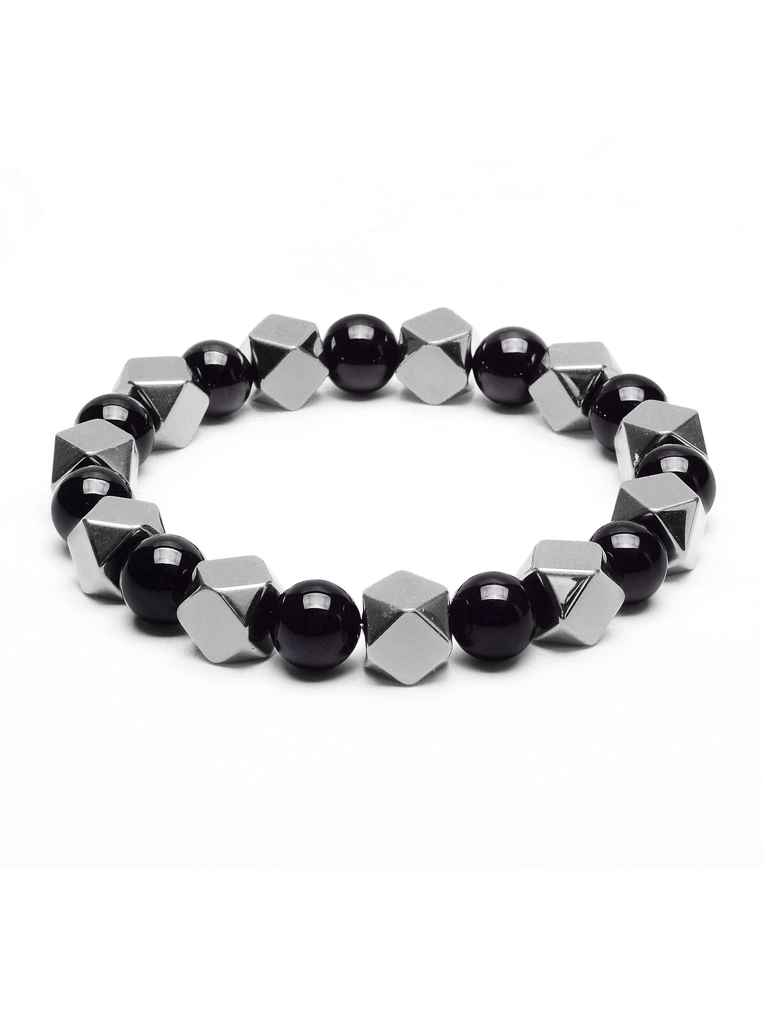 Coastal Jewelry Coastal Jewelry Hematite And Onyx Stone Beaded Stretch Bracelet 10mm Walmart Com Walmart Com