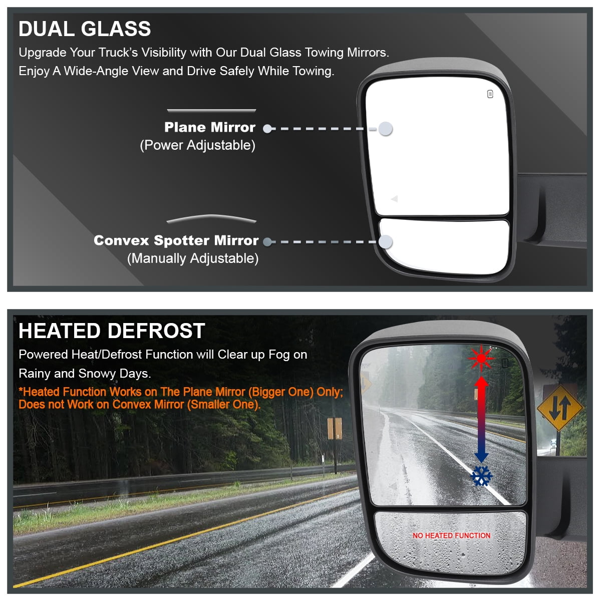 Spec-D Tuning Black Left Driver Side Power Heated Manual Fold Tow Mirror w/ Puddle Light + Blind Spot Compatible with 2019-2022 Ram 2500 3500