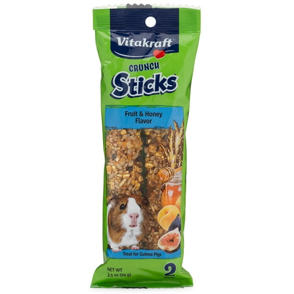 Vitakraft Crunch Sticks Guinea Pig Chewable Treats - Fruit and Honey - Supports Healthy Teeth - 2 Sticks