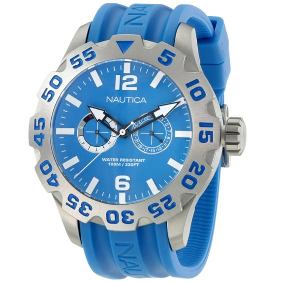 Nautica Men's N16607G BFD 101 Blue Dial Blue Rubber Strap Stainless Steel Watch