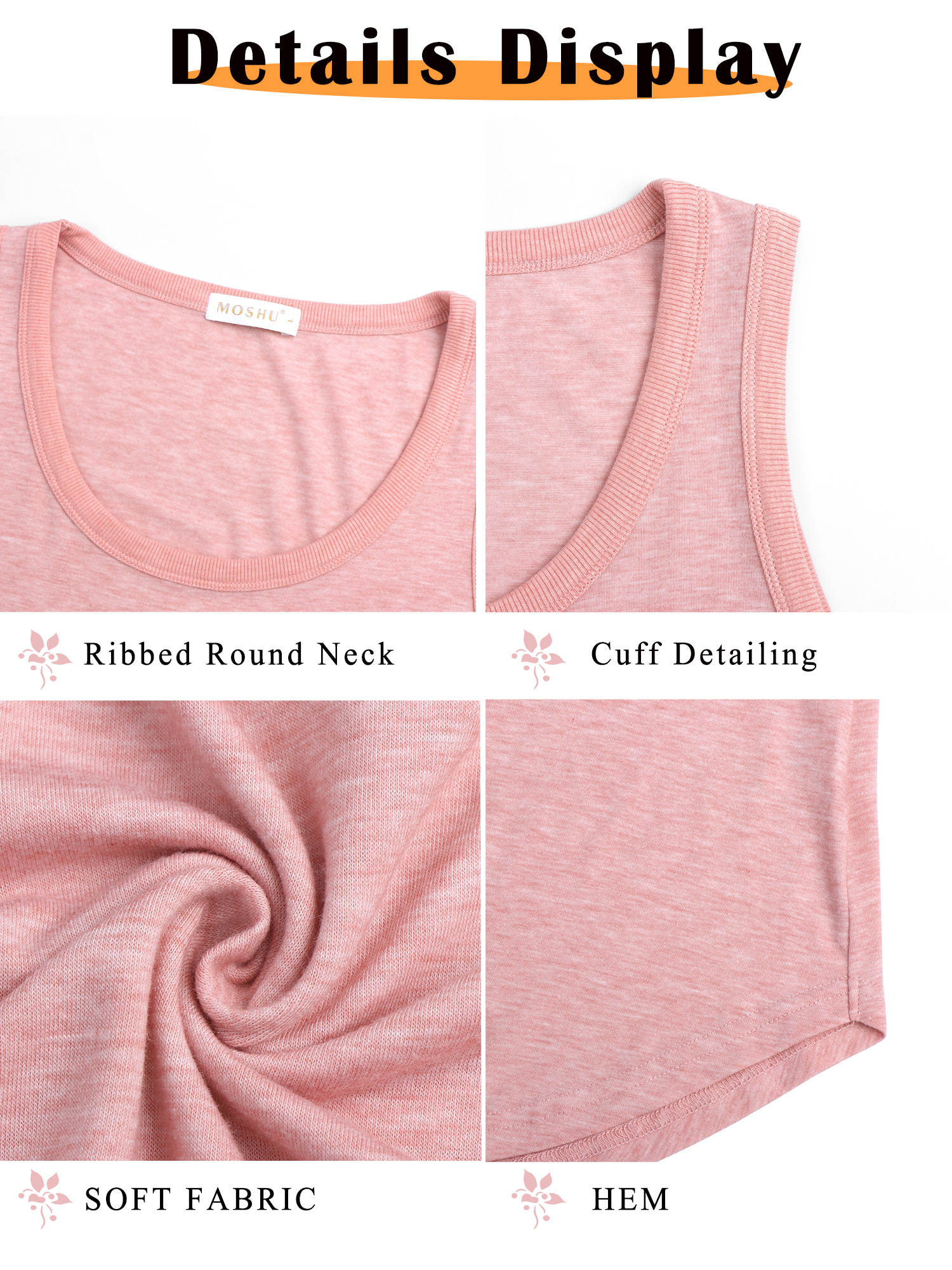 MOSHU Women's Ribbed Trim Crew Neck Tank Top photo 6