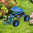 thumbnail image 4 of Costway Chariot de Jardin à Roulettes Siège de Travail Chariot Trottinette pour la Plantation avec Poignée Extensible Bleu, 4 of 10