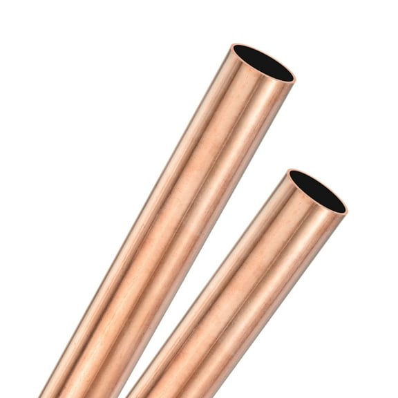 Uxcell 2-Pack 200mm Copper Round Tube, 19mm OD 1mm Wall Thickness Copper Seamless Tubing Metal Straight Pipe [0.74x0.04x7.87IN]