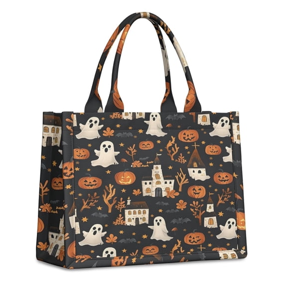 Large Capacity Tote Bag,Autumn Halloween Scene Pattern Handbag Fashion Luxury Tote Bag,15.7"x13"x 5.1" Inches,Laptop Compatible