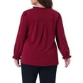 thumbnail image 4 of DARING DIVA Women's Plus Long Sleeve Ruffle Crew Neck Casual Blouse 3X Burgundy, 4 of 6