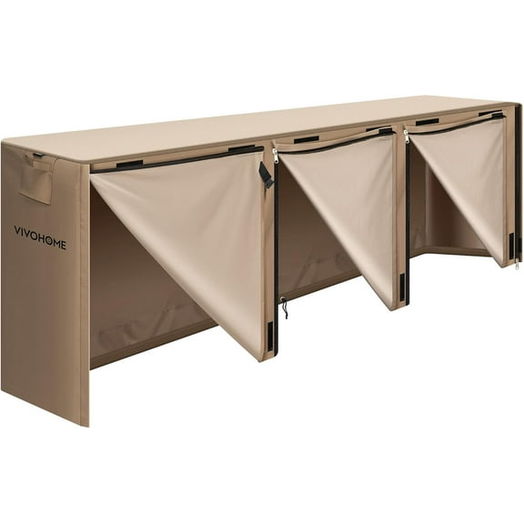 SPECSTAR 12ft Firewood Log Rack Cover, Heavy Duty 600D Oxford, Double Layer Outdoor Weather Resistant Fire Wood Storage Holder Cover with Zipper and Hook Loop Tape, Brown