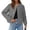 Gray, variant on SwiftWear Women's Cropped Faux Suede Bomber Jacket Stand Collar Casual Short Moto Style Coat Lightweight Trendy, Gray