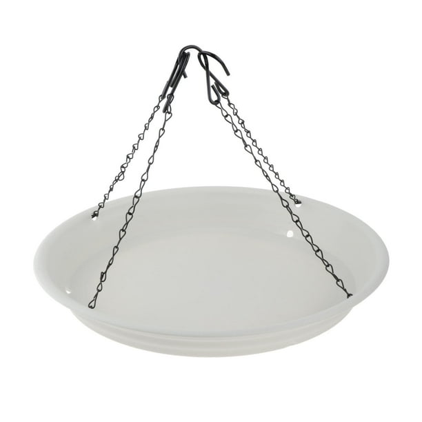 Comedero colgante para pájaros, bañera colgante para pájaros, fácil de limpiar, resistente a la intemperie, comedero para pájaros Blanco
