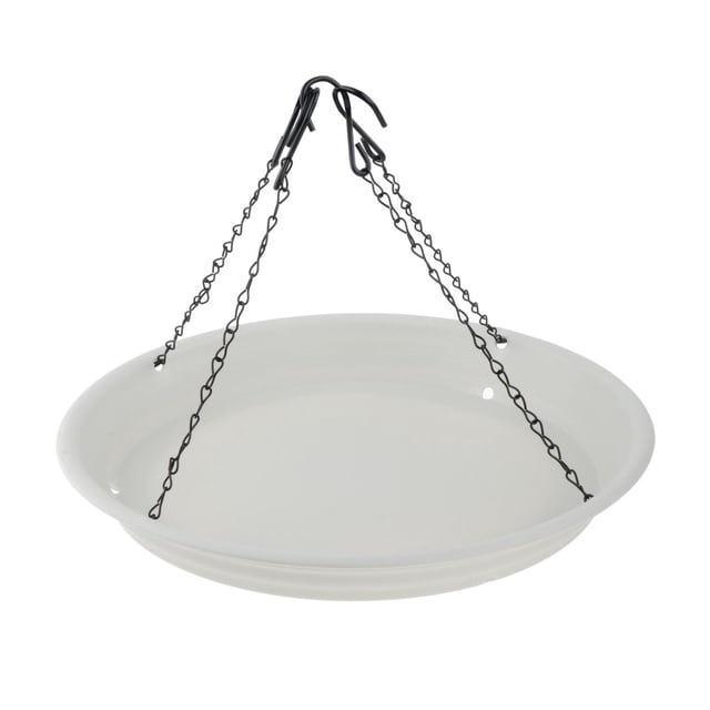 Comedero para pájaros, bañera para pájaros, plataforma para pájaros, comedero para pájaros para exteriores, patio exterior Blanco