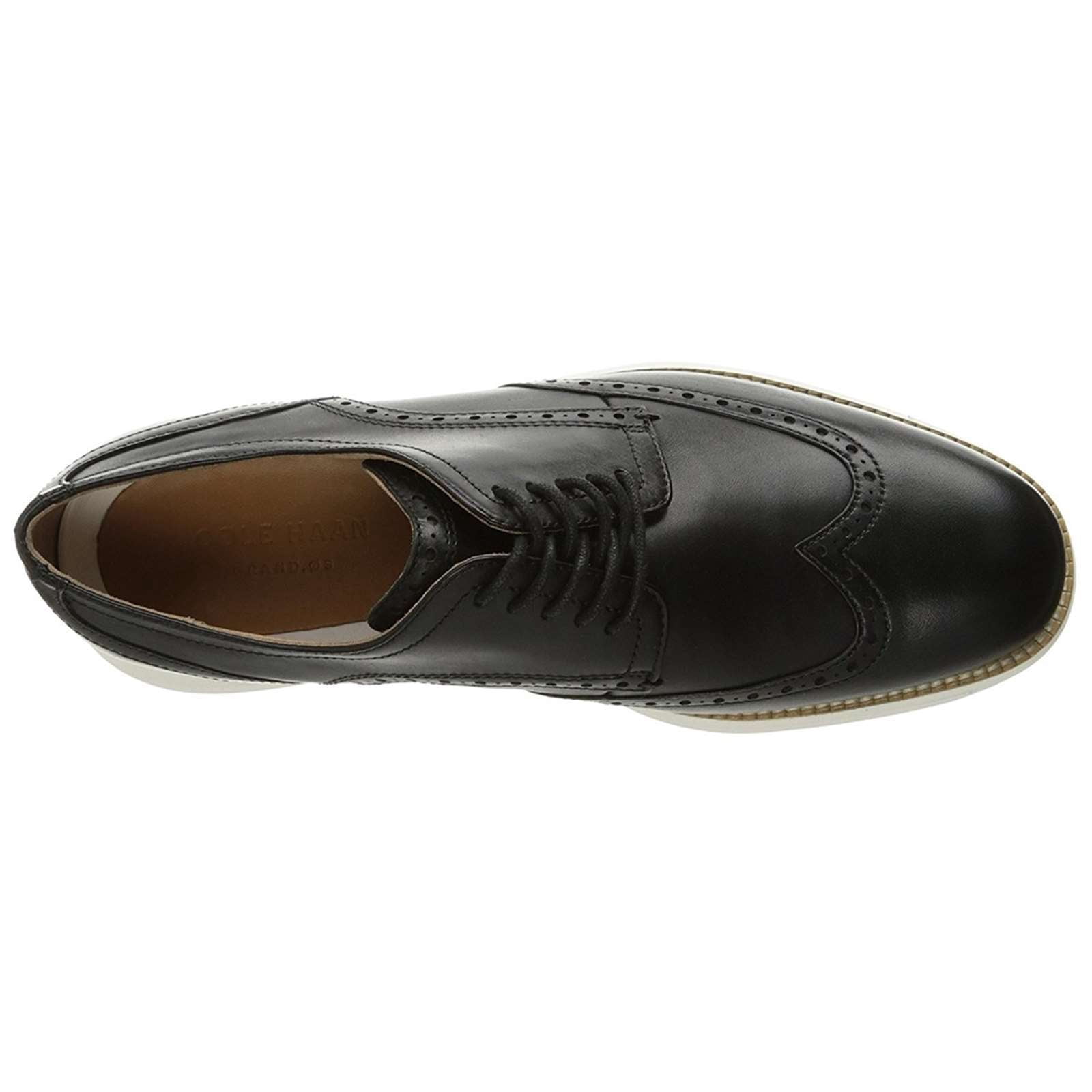 Cole Haan Grand Tour Wing Oxford Black Leather/White Lace Up  display picture 2
