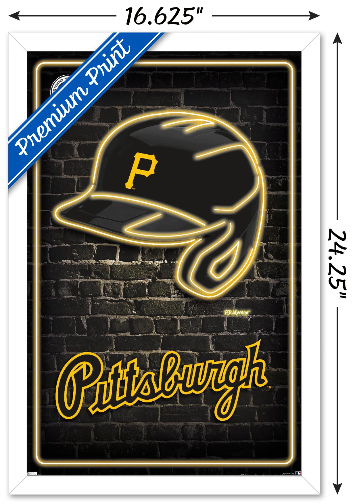 MLB Pittsburgh Pirates - Neon Helmet 23 Wall Poster, 14.725" x 22.375" Framed