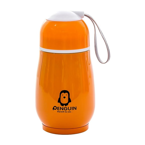 150ML Insulated Water Bottle with Lanyard,304 Stainless Steel Water Bottles with Wide Mouth, Double Wall Vacuum Sports Water Bottle, BPA Free, Keep Cold and Hot,Thermal Mug for Travel(Orange)