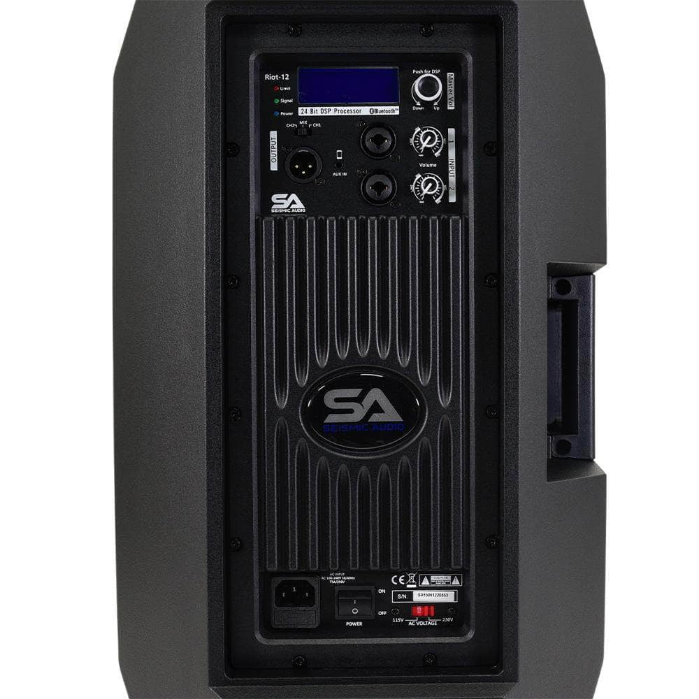 Seismic Audio - Riot-12 - Pair of Powered 12" 1000 Watt PA /DJ Speakers with Bluetooth, DSP, Built in Mixer & Class D Amplifier