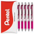 thumbnail image 1 of Pentel Energel BL77 Retractable Gel Ink Rollerball Pen - 0.7mm - 54% Recycled - Pink Pack of 5 in Pillow Packaging, 1 of 5