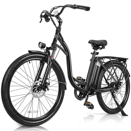 HONGGE Electric Bike for Adults 26" Electric Hybrid Bicycle 350W City Ebike 36V 10.4Ah Suspension Fork, 3 Modes Men Electric Bike