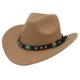 thumbnail image 3 of Sombrero de vaquero occidental tibetano de estilo étnico, sombrero de copa para otoño e invierno, sombrero de fieltro con remaches y rizado para hombres y mujeres, sombrero de jazz de moda, 3 of 6