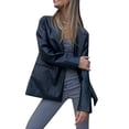 thumbnail image 2 of Gzhioc Women Faux Leather Blazers Solid Color Suit Jackets Office Formal Cardigan Vintage Streetwear ,S/M/L/XL, 2 of 9