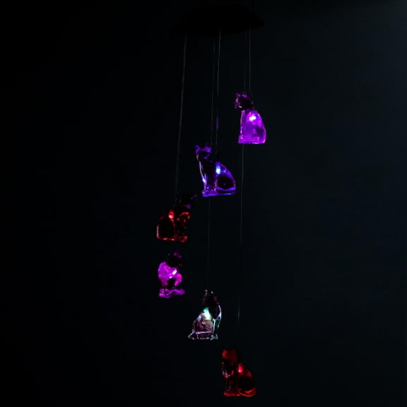 ROSENICE 1Pack Housewarming Wind Chimes Solar Cat Wind Chimes ABS for Living Room Decor