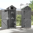 thumbnail image 2 of Remise de Jardin Grise - Armoire à Outils Extérieure de 30 Pouces x 21 Pouces de Hauteur avec 3 Tablettes / Rangement de Cour Résistant aux Intempéries pour Patio et Jardin, 2 of 7