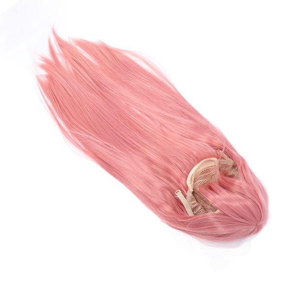 Peluca Larga de Cosplay, Alta DensiDad de Alta Densidad Fácil de Asegunrar una Peluca Rosa Dañada Textura Sintética Con Flequillo para Cosplay