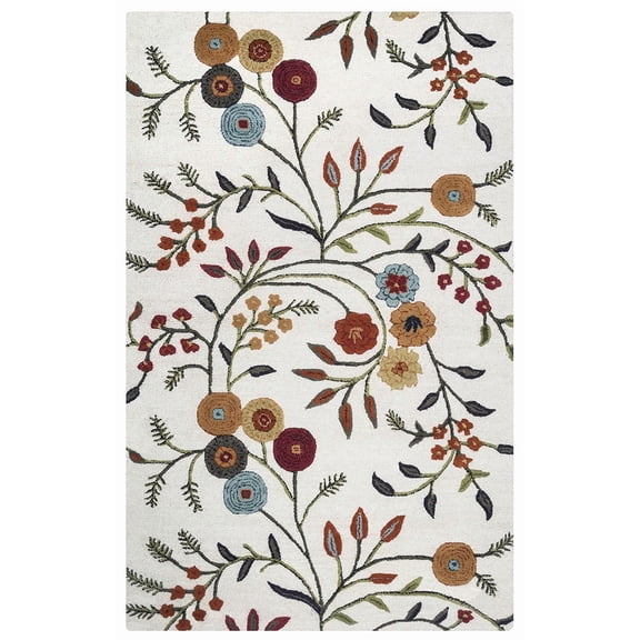 Alora Decor Charming 5' x 8' Floral Ivory/Gray/Rust/Blue Hand-Tufted Area Rug