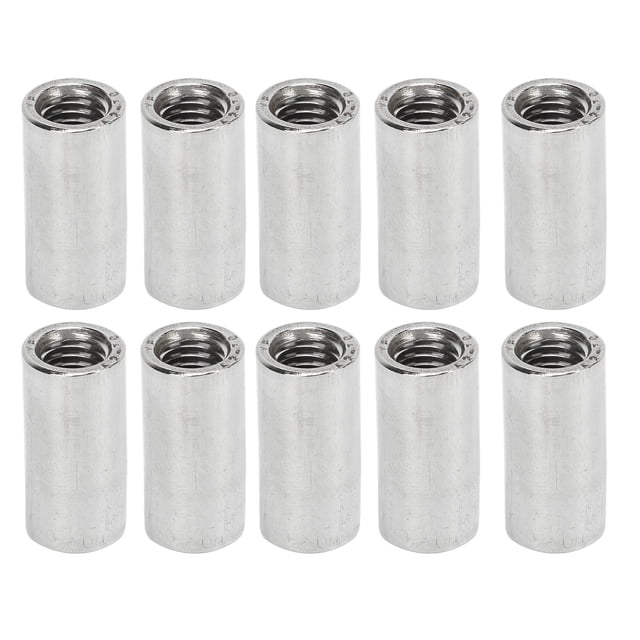 Round Coupling Nut, Hard Wearing Stainless Steel 10 Pcs M8x1.25 Corrosion Resistance Rod Coupling Nuts For Home Improvement