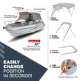 thumbnail image 4 of Knox B42-T42F-Z4 67-72 in. Universal 4 Bow Bimini Tops with Detachable Mesh Sidewalls for Boats, Light Gray, 4 of 6