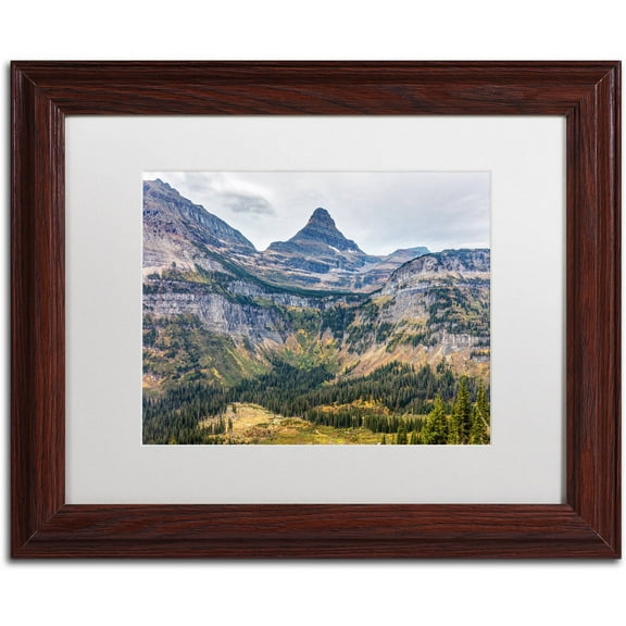 Trademark Fine Art 'Glacier National Park in Autumn' Canvas Art by Pierre Leclerc, White Matte, Wood Frame