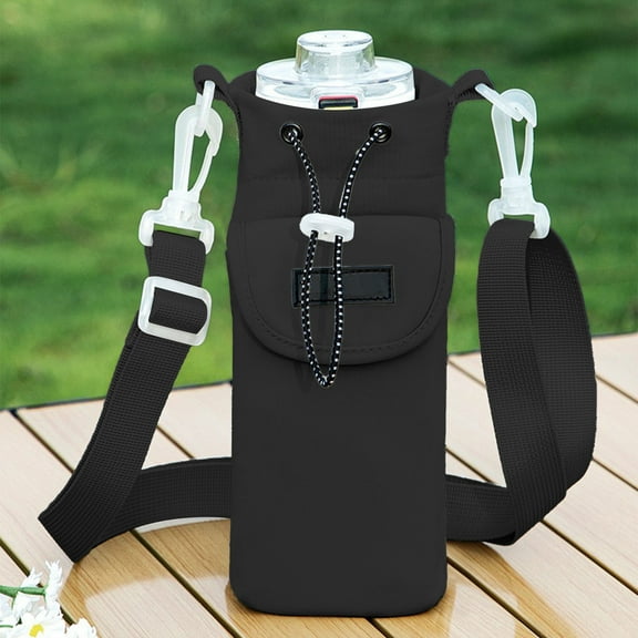 Fufafayo under $5 Waterproof Water Bottle Bag, Insulated Cup Sleeve Carrier, Handheld Satchel Drink Container, Shoulder Strap Bottle Holder, Outdoor Activity Hydration Pack