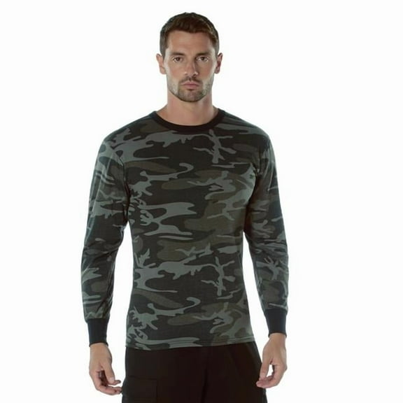 Rothco Long Sleeve Color Camo T-Shirt,Black Camo