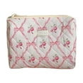 thumbnail image 3 of Bow Flower Cosmetic Bag Retro Style Quilted Soft Washable Makeup Storage Pouch for Women Girls Travel Organizer, 3 of 3
