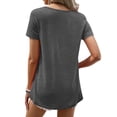 thumbnail image 5 of HUBERY Women Cutout Lace Spliced Crewneck Short Sleeve Contrast Color Top, 5 of 7