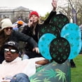 thumbnail image 5 of PMU Balloons PartyTex 11in Premium Black and Turquoise with All-Over Print Green Leaves Pack of 12, 5 of 7