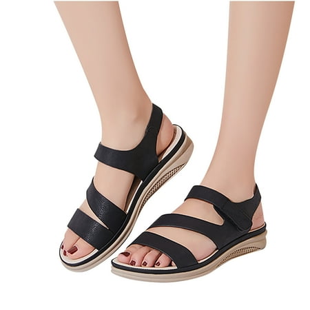 

Summer Sandals For Women Flat Slip On Sandals Roman Shoes Open Toe Casual Sandals