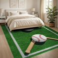 thumbnail image 3 of ODIKA 8'x10' Washable Area Rug Baseball Field Sport Design With Crossed Bats Ball And Stitched Seam Accents for Dining Room, Large Office, Lounge, Non-Slip Chair-Friendly Mat, 3 of 7
