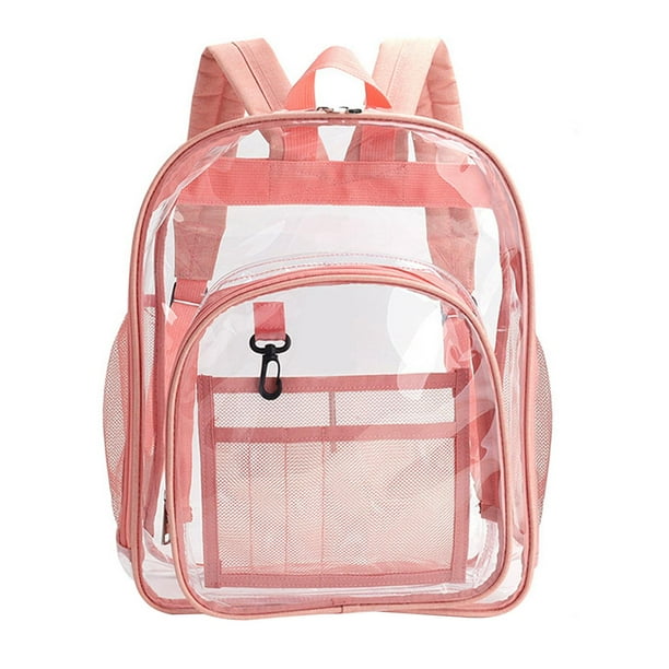 Mochila de transparente Ver a traves Durable con correa reforzada Resistente al agua Accesorio frontal Bolso multifuncion de bolsillo para mujeres Rosado Salvador Almacenamiento transparente Bodega Au...