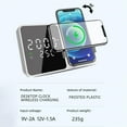 thumbnail image 4 of Magnetic Wireless Charger,Wireless Charging Station, 3 in 1 Fast Safe Charger Stand,15W Dimmable Digital LED Display Time Temperature and Alarm Clock Function,Perfect Desk Decor,White, 4 of 9