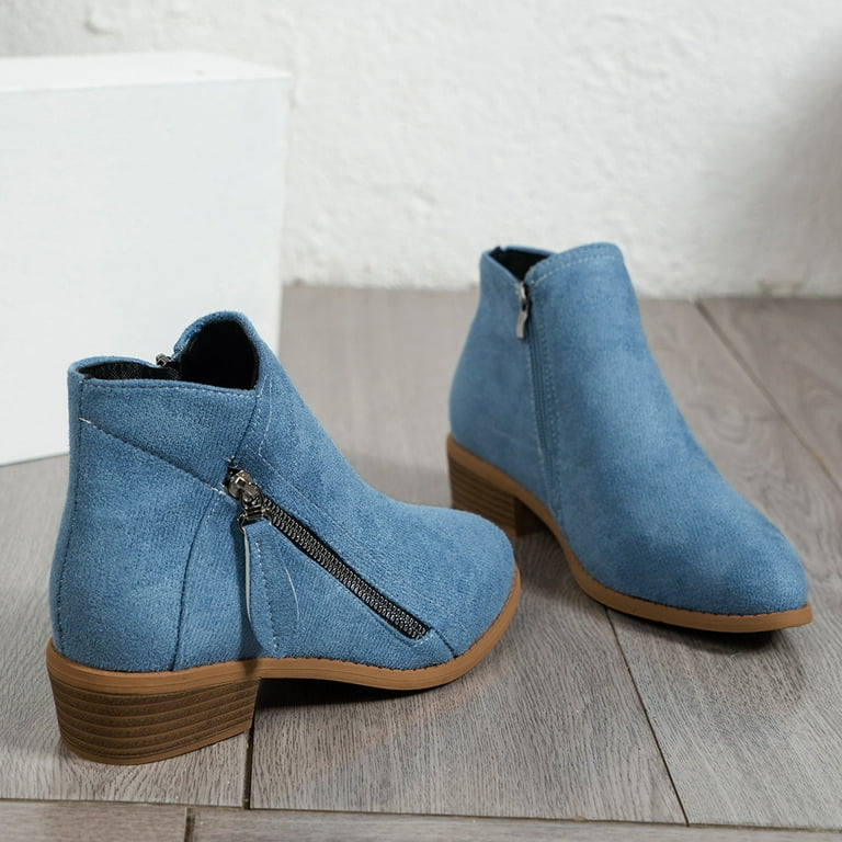 Blue suede booties ankle boots new arrivals