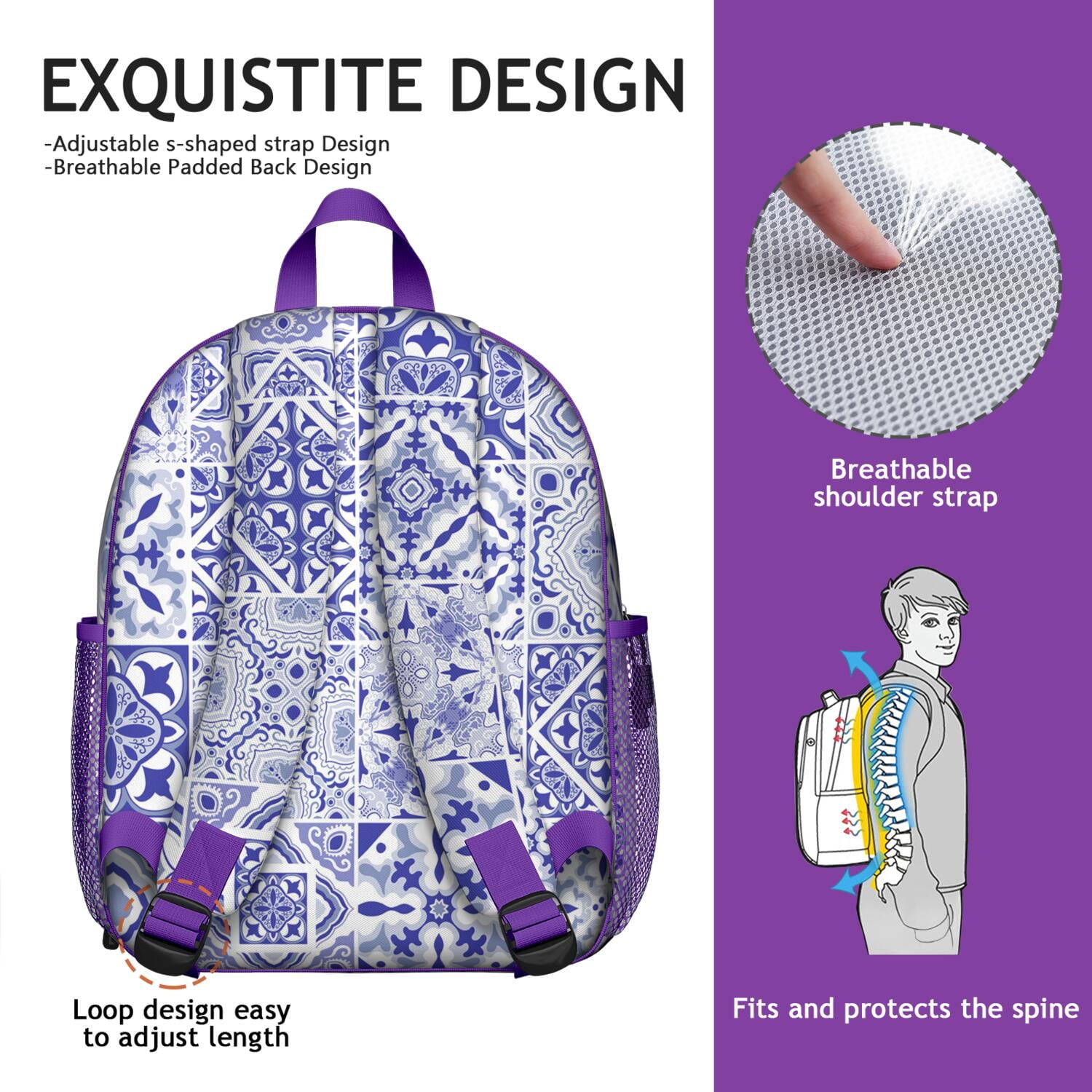 Geometric Butterfly Pattern Backpack - Ergonomic & Lightweight for Commuters