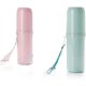 thumbnail image 1 of Paquete de 2 portacepillos de dientes de viaje con vasos (rosa/verde), 1 of 5