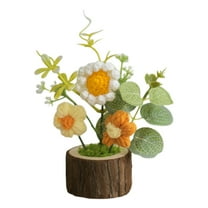 Dvumao Home Decor, Crochet Flowers Artificial Potted Plants for Office Desk Car Dashboard Decor Gifts for Women Handmade Knitted Flowers Home Decoration, Mom Gifts