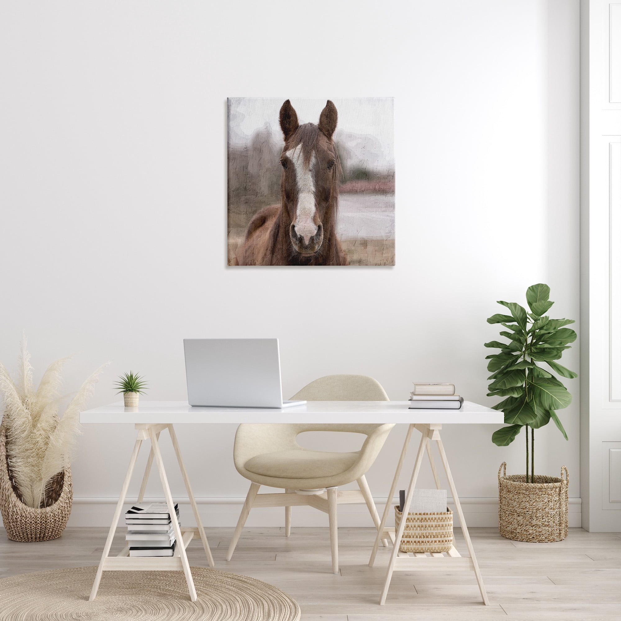 Stupell Industries Brown Horse Portrait Animals & Insects Photography Gallery Wrapped Canvas Art Print Wall Art, 30 x 30