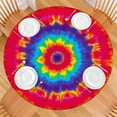 thumbnail image 2 of Rainbow Tie Dye Mandala Pattern Round Fitted Tablecloth with Elastic Edge,Dining Table Cover Waterproof,Outdoor Round Tablecloth for Camping,Dining,Indoor and Outdoor, 2 of 7