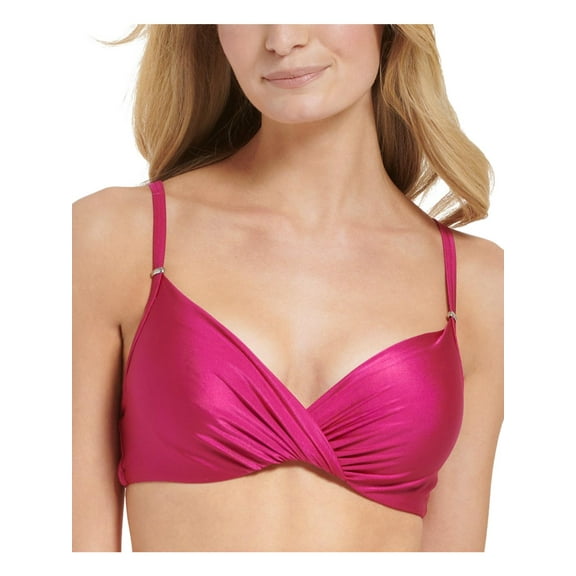 Calvin Klein Womens Solid Nylon Bikini Swim top