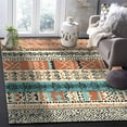 thumbnail image 5 of Area Rugs Indoor Non-Slip Rectangle Rug 2x3 Ft Bohemian Teal Orange Floral Geometric Texture Ethnic Art Rug Rubber Backing Floor Mats Non Shedding Home Decor Carpet for Entryway Living Room, 5 of 8